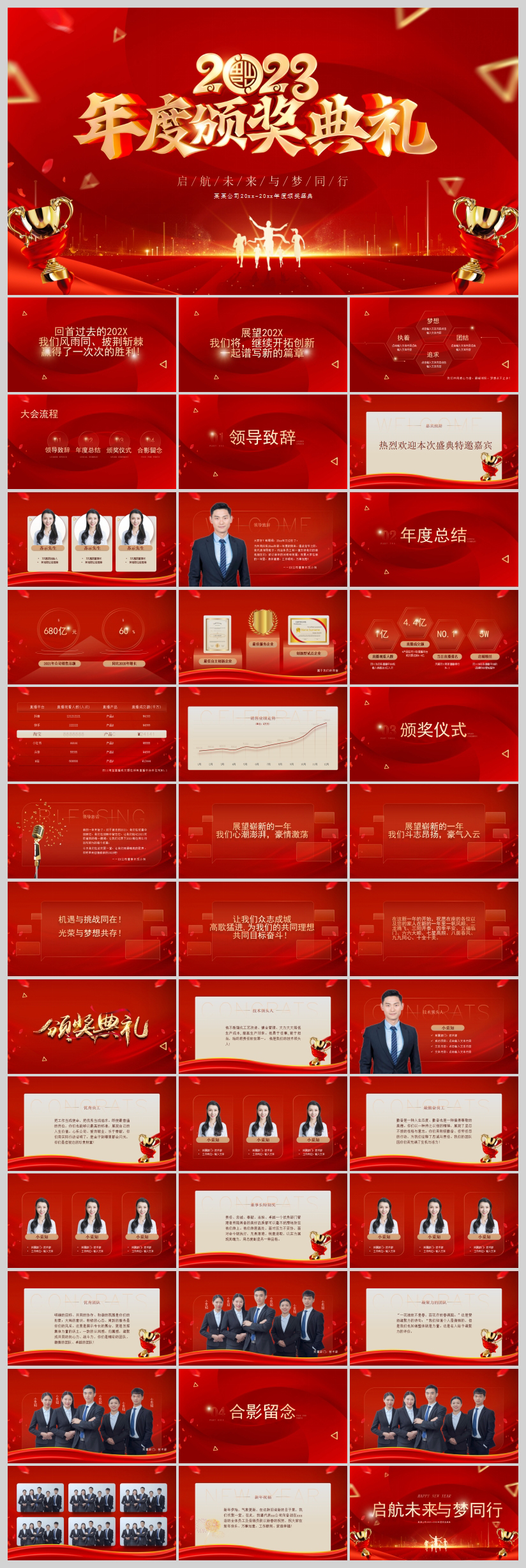 07 红色颁奖典礼公司年会员工表彰大会通用ppt模板